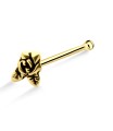 Rose with Leaf Shaped Silver Bone Nose Stud NSKD-755